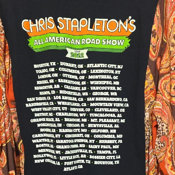 Upcycled Chris Stapleton Tee With Paisley Sleeves - Picture 8 of 8